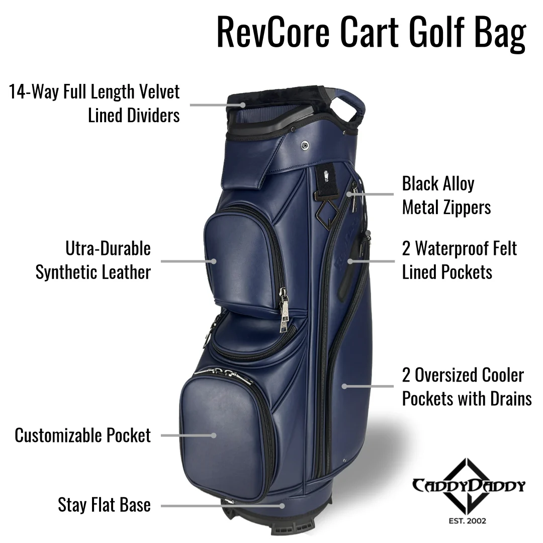 RevCore Lux Golf Cart Bag | 14 Way Velvet Lined Dividers - Image 37